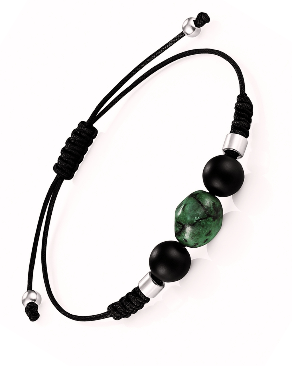 Perlenarmband Damen grün Set– Handgefertigtes Naturstein Armband mit grüner Jade & Onyx, 8mm, verstellbar,