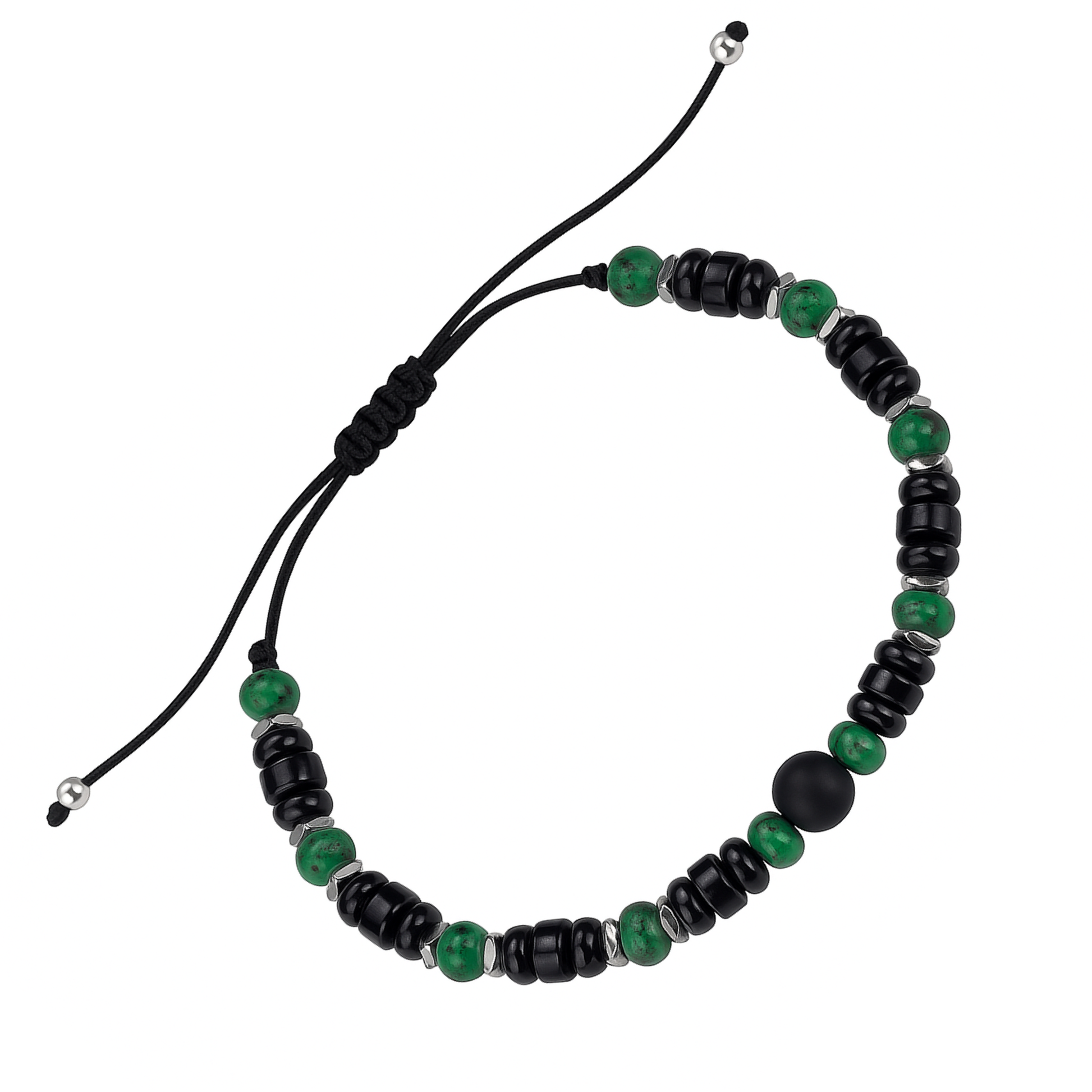 Perlenarmband Damen grün Set– Handgefertigtes Naturstein Armband mit grüner Jade & Onyx, 8mm, verstellbar,
