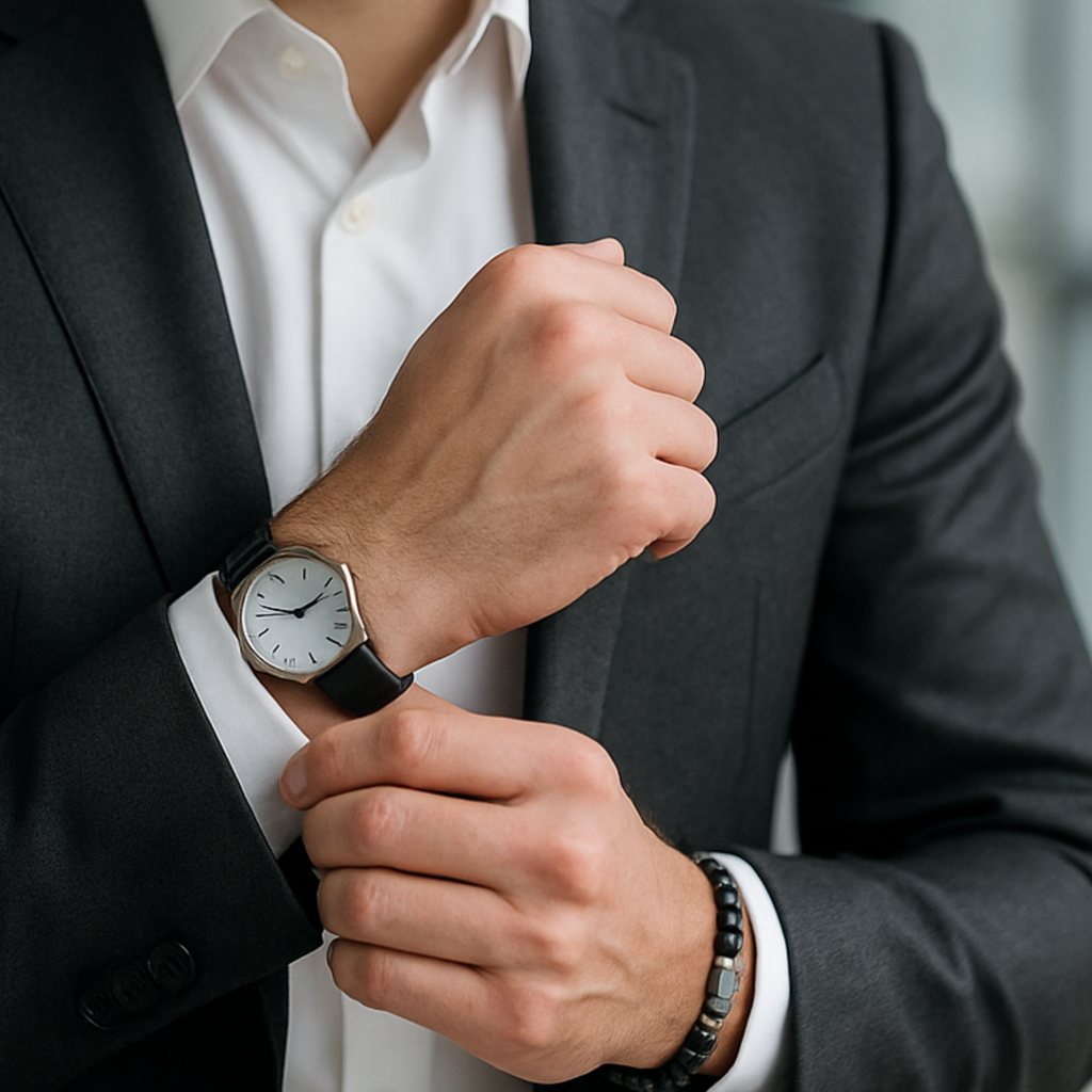 Herrenarmband mit Mattem Onyx & Lavastein-Würfeln – Balance & Stil in einem - Gold | Silber