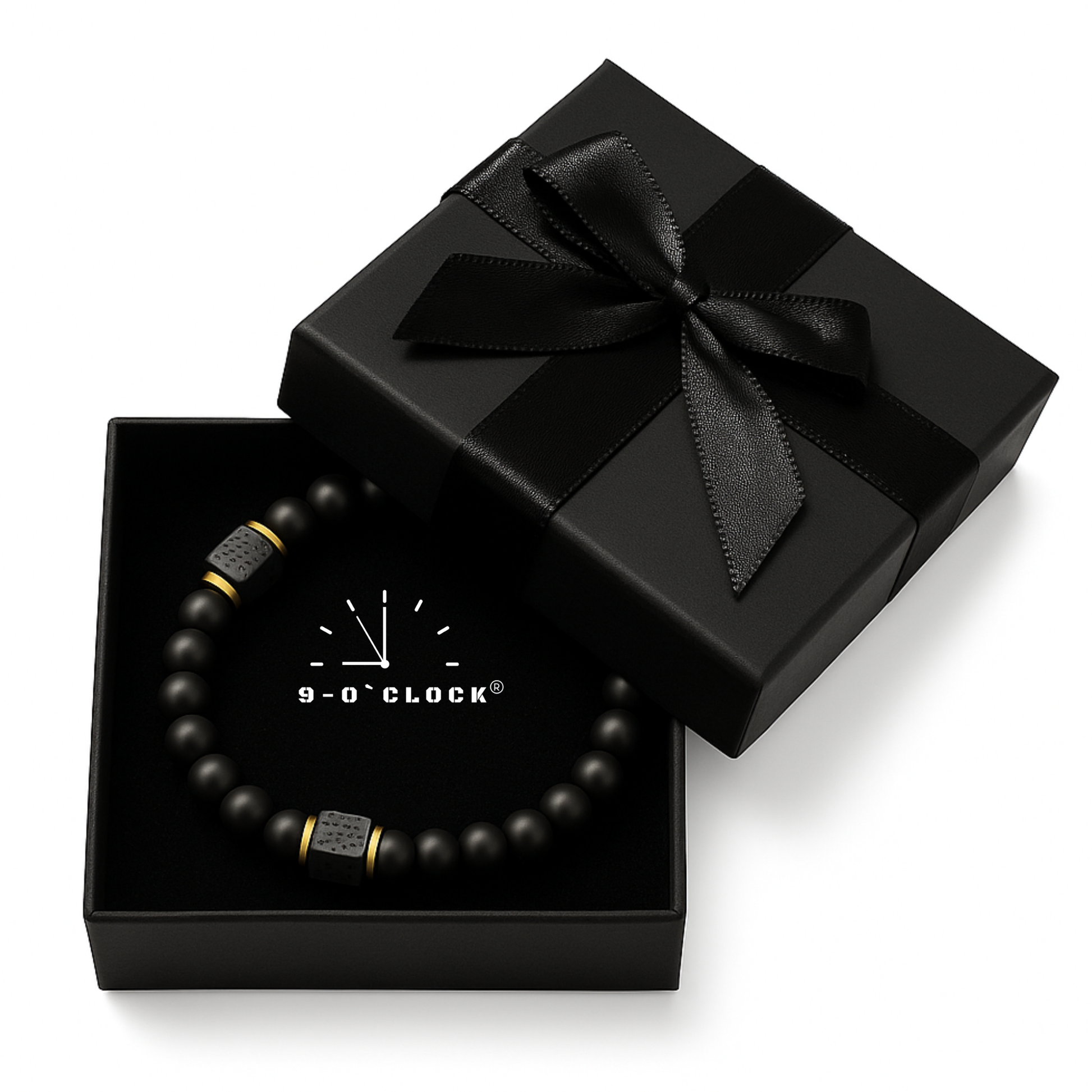 Herrenarmband mit Mattem Onyx & Lavastein-Würfeln – Balance & Stil in einem - Gold | Silber