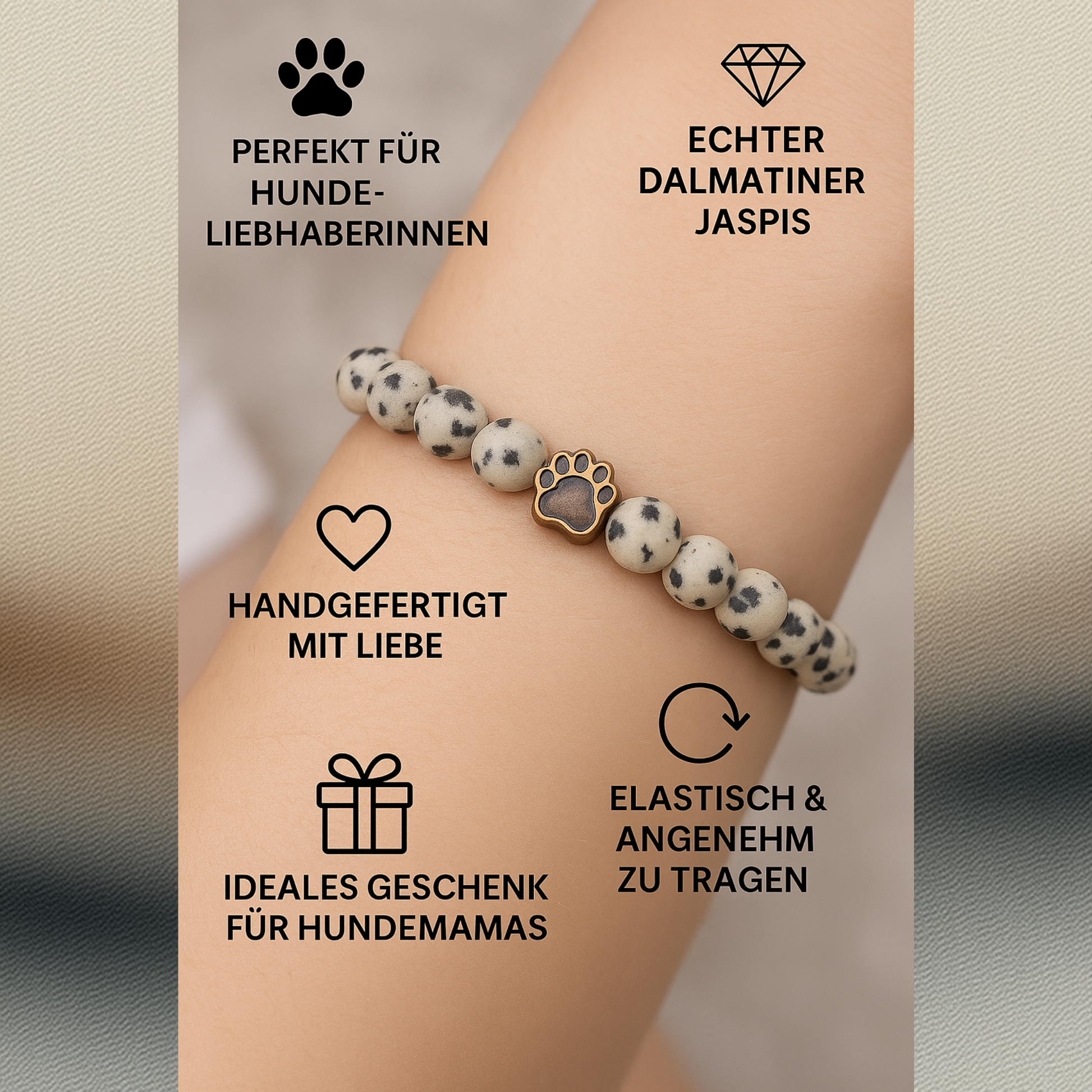 Dalmatiner-Jaspis Damen Armband – Das perfekte Accessoire für Hundeliebhaberinnen
