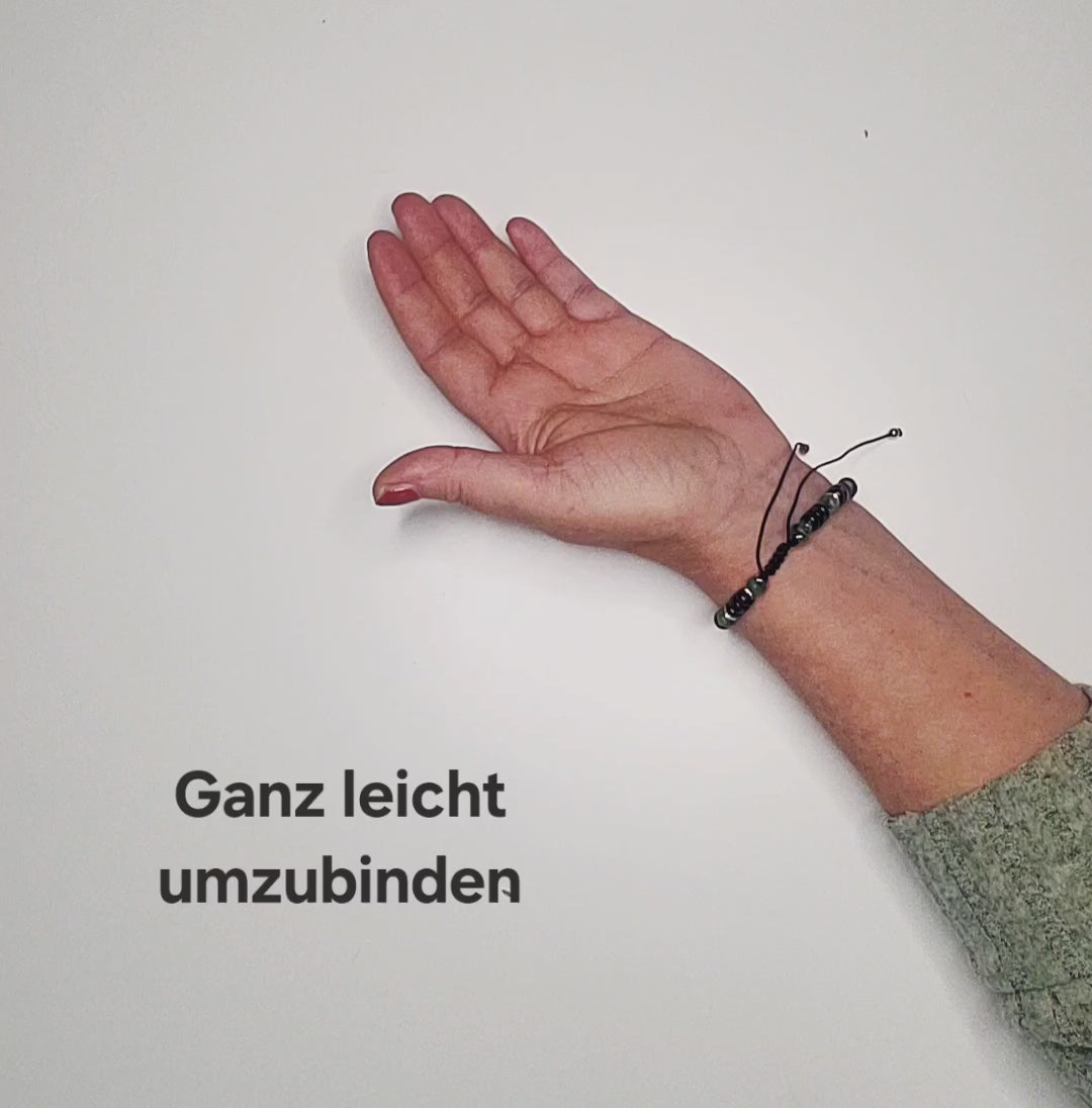 Perlenarmband Damen grün Set– Handgefertigtes Naturstein Armband mit grüner Jade & Onyx, 8mm, verstellbar,