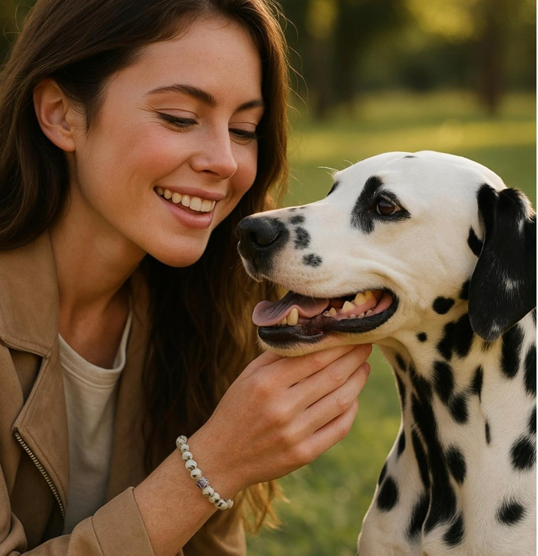 Dalmatiner-Jaspis Damen Armband – Das perfekte Accessoire für Hundeliebhaberinnen